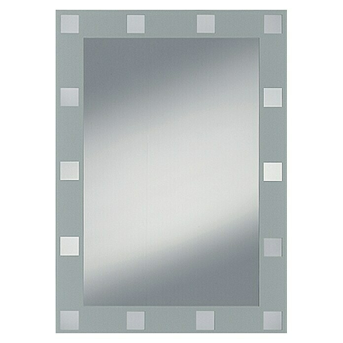 Kristall-Form Siebdruckspiegel Domino (Silber, 50 x 70 cm)