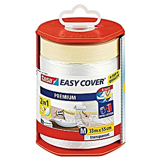 Tesa Easy Cover Premium Abdeckfolie (0,55 x 33 m, Größe: M, Einseitiger Kreppkleberand)