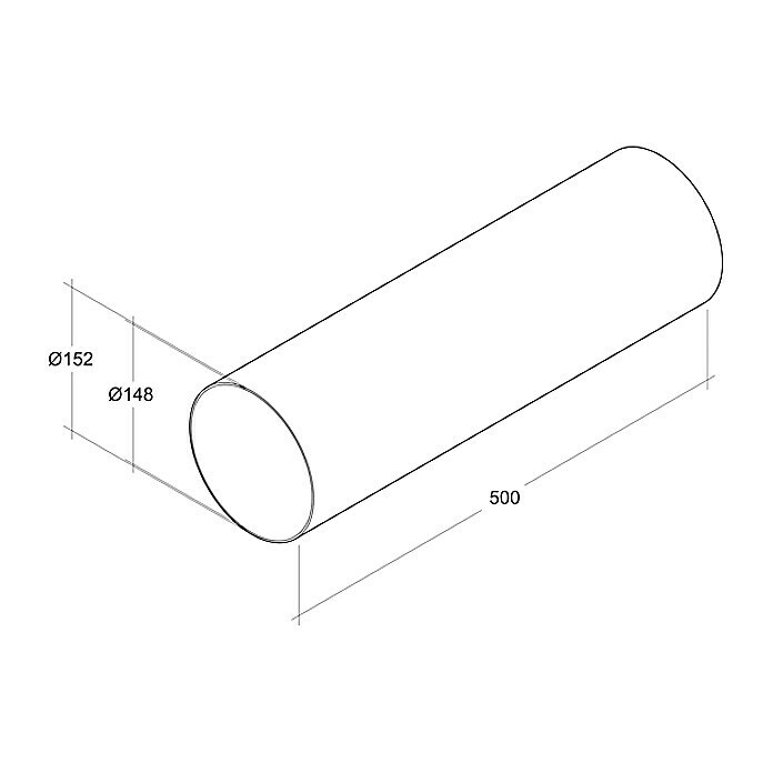 Air-Circle PVC-Rundrohr (Ø x L: 150 mm x 0,5 m, Max. Luftleistung: Ab 600 m³/h)