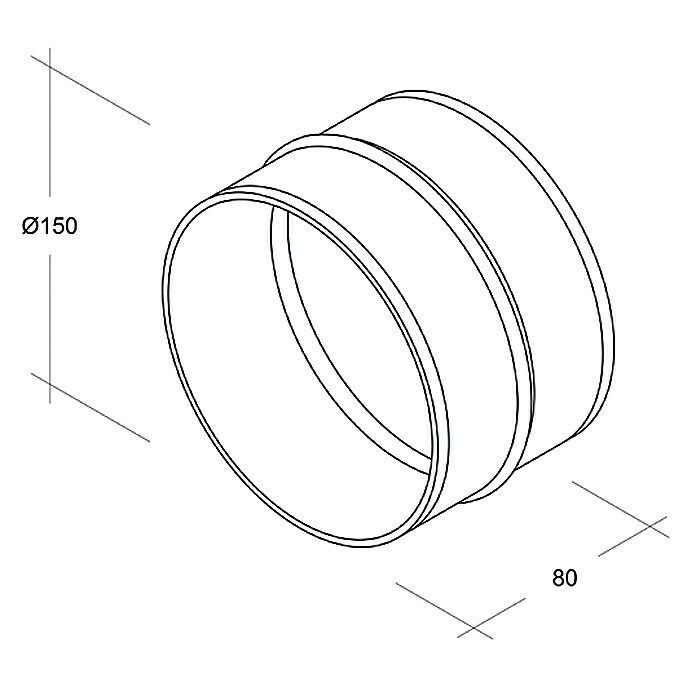Air-Circle Schlauchverbinder (Durchmesser: 150 mm, Verzinkt)