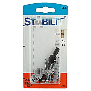 Stabilit Set gips-kartonskih tipli (5 kom, Duljina tiple: 22 mm, Prikladno za: Pločasti građevinski materijali i šupljine, Plastika, S vijcima/kukama)