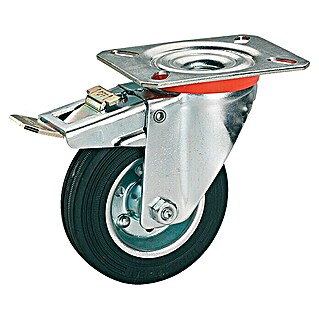 Stabilit Rueda de transporte industrial (Diámetro ruedas: 160 mm, Capacidad de carga: 150 kg, Rodamiento de rodillos, Con placa y freno)