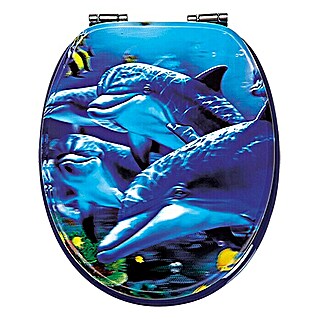 Poseidon WC daska Sea Life 3D (Samospuštajuća, MDF, Može se skinuti, Plave boje)