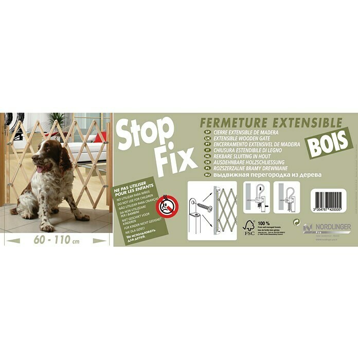 Reja de seguridad para animales Stop Fix Natural (Altura: 83 cm, Ajustable: 60 - 110 cm)