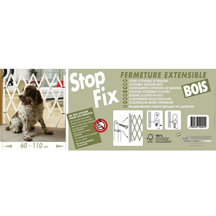 Reja de seguridad para animales Stop Fix Blanca (Altura: 83 cm, Ajustable: 60 - 110 cm)