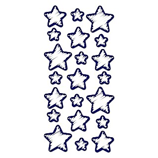 Adhesivos decorativos Stars (Blanco con borde azul, 15,5 x 34 cm)