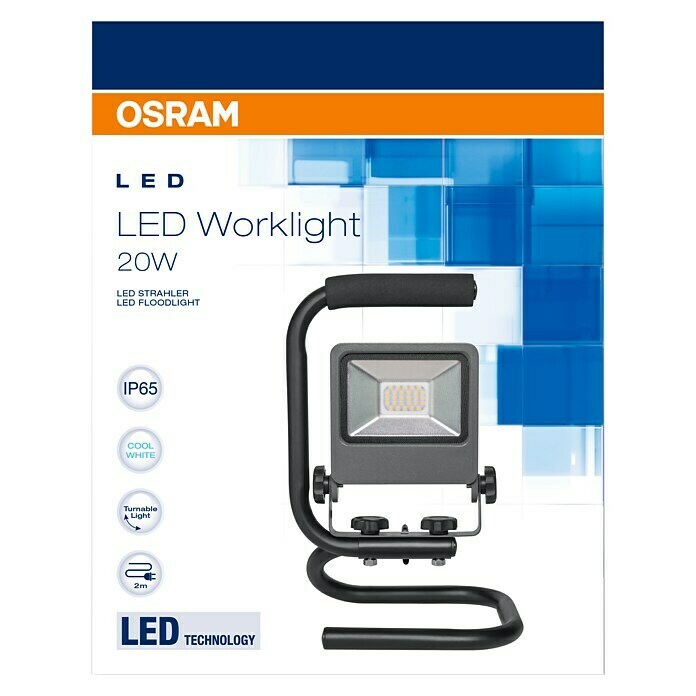 Osram LED-Strahler Floodlight (20 W, Schwarz, Tragegriff, IP65)