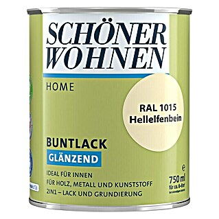 SCHÖNER WOHNEN-Farbe Home Buntlack RAL 1015 (Hellelfenbein, 750 ml, Glänzend)