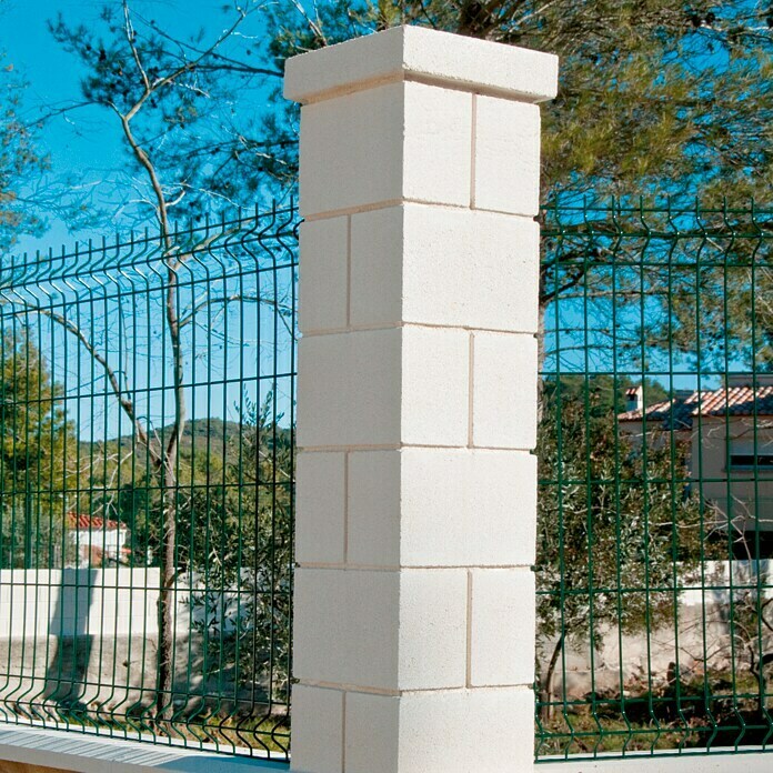 Bloque Pilastra Liso 2 (30 x 30 x 20 cm, Blanco, Hormigón, Liso)
