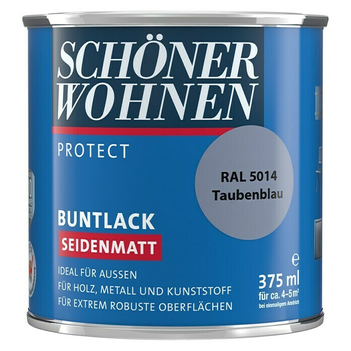 Schöner Wohnen ProfiDur Buntlack RAL 5014 (Taubenblau, 375 ml, Seidenmatt)