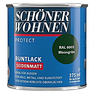 SCHÖNER WOHNEN-Farbe Protect Buntlack RAL 6005 (Moosgrün, 375 ml, Seidenmatt)