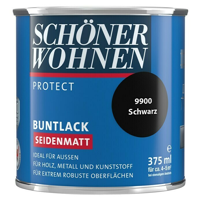 Schöner Wohnen ProfiDur Buntlack (Schwarz, 375 ml, Seidenmatt)