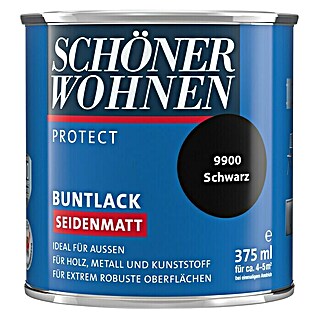 SCHÖNER WOHNEN-Farbe Protect Buntlack (Schwarz, 375 ml, Seidenmatt)