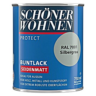 SCHÖNER WOHNEN-Farbe Protect Buntlack RAL 7001 (Silbergrau, 750 ml, Seidenmatt)