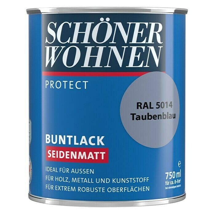 Schöner Wohnen ProfiDur Buntlack RAL 5014 (Taubenblau, 750 ml, Seidenmatt)