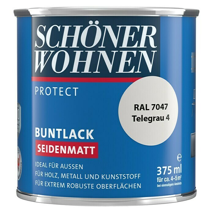Schöner Wohnen ProfiDur Buntlack (Telegrau, 375 ml, Seidenmatt)