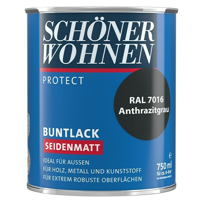 Schöner Wohnen ProfiDur Buntlack (Anthrazitgrau, 750 ml, Seidenmatt)
