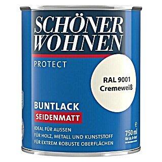 SCHÖNER WOHNEN-Farbe Protect Buntlack RAL 9001 (Cremeweiß, 750 ml, Seidenmatt)