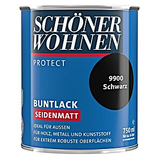 SCHÖNER WOHNEN-Farbe Protect Buntlack (Schwarz, 750 ml, Seidenmatt)