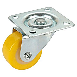 Dörner & Helmer Möbel-Lenkrolle (Durchmesser Rollen: 30 mm, Traglast: 20 kg, Gleitlager, Mit Platte, Farbe Rad: Gelb)