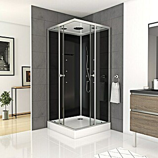 Cabina de ducha completa Vitamine Black Square (90 x 90 x 215 cm, Negro Gris Plata)
