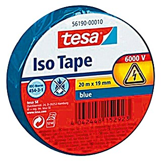 Tesa Cinta aislante Iso Tape (Azul, L x An: 20 m x 19 mm)