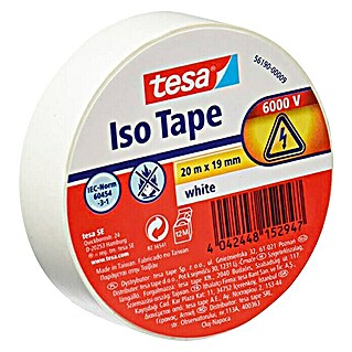 Tesa Cinta aislante Iso Tape (Blanco, L x An: 20 m x 19 mm)