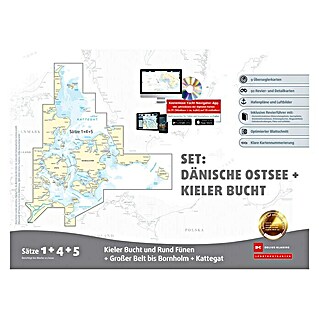 Sportbootkarten Satz 1, 4 und 5 Set: Dänische Ostsee und Kieler Bucht (Ausgabe 2021); Delius Klasing