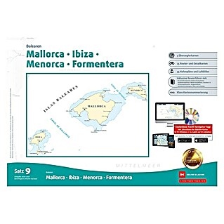 Sportbootkarten Satz 9: Balearen (Ausgabe 2021), Mallorca, Ibiza, Menorca, Formentera; Delius Klasing