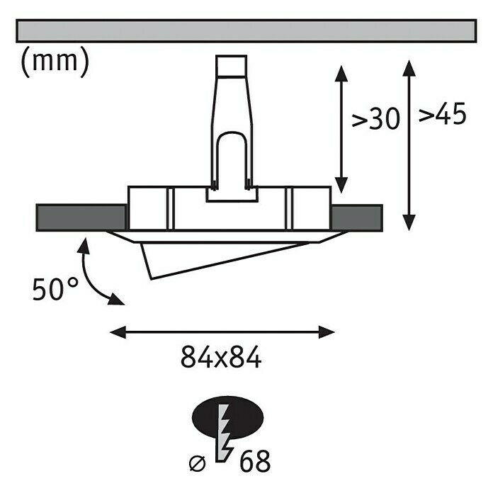 Paulmann LED-Einbauleuchte (6,5 W, Aluminium, L x B: 8,4 x 8,4 cm)