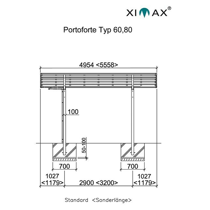 Ximax Carport Portoforte 60 (4,9 x 2,7 m, Einfahrtshöhe: Max. 2,2 m, Mattbraun, Schneelast: 75 kg/m²)