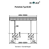 Ximax Carport Portoforte 60 (4,9 x 2,7 m, Einfahrtshöhe: Max. 2,2 m, Mattbraun, Schneelast: 75 kg/m²)