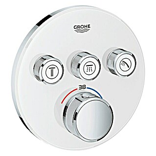 Grohe Grohtherm SmartControl UP-Thermostatarmatur (Mit 3 Absperrventilen, Rund, Moon White, Glänzend)
