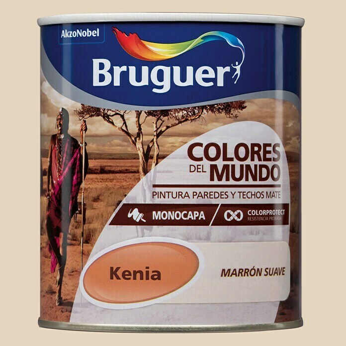 Bruguer Colores del Mundo Pintura para paredes Kenia marrón suave (750 ml, Mate)