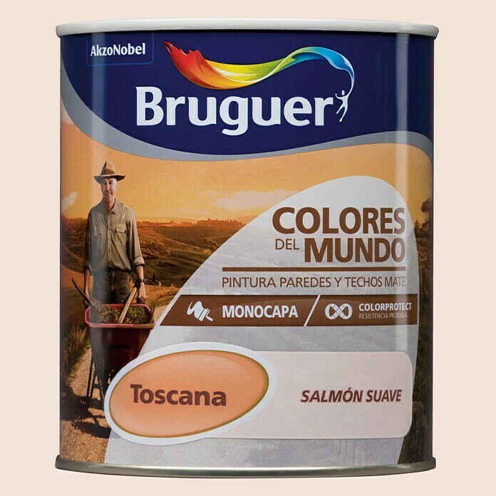 Bruguer Colores del Mundo Pintura para paredes Toscana salmón suave (750 ml, Mate)