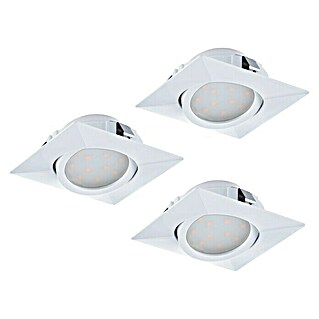 Eglo Set ugradbenih LED svjetiljki Pineda (18 W, D x Š x V: 7,8 x 7,8 x 3,5 cm, Bijele boje, 3 Kom., Topla bijela)