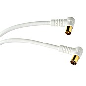 Schwaiger Antennen-Anschlusskabel (3 m, Weiß, 90 dB, IEC Stecker, IEC Buchse, 90° gewinkelt)