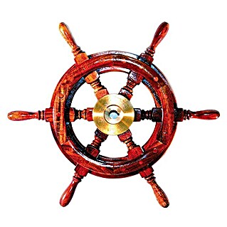 Timón de barco (Diámetro: 50 cm, Madera, Marrón)