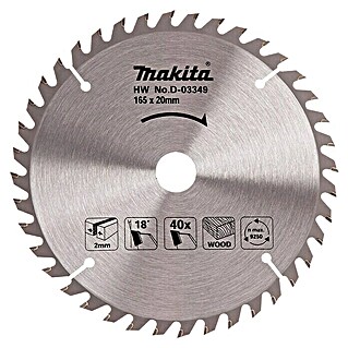 Makita Disco de sierra Standard (Diámetro: 165 mm, Orificio: 20 mm, Número de dientes: 40 dientes)