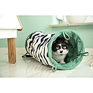 Beeztees Túnel de juego Bengy (Diámetro: 25 cm, Apto para: Gatos, Negro/Blanco/Verde)