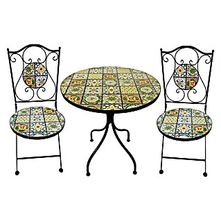 Balkonmöbel-Set Mosaik (3 -tlg., Metall, Bunt)
