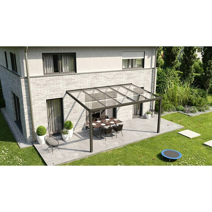 Thyssenkrupp Terrassenüberdachung Multi (L x T: 500 x 3 m, Kunststoff, Anthrazitgrau, Transparent)