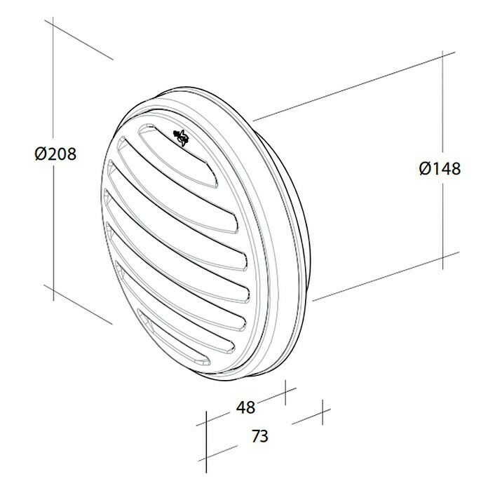 OptimAIRo Außengitter C-150 Sb (Durchmesser Anschlussstutzen: 150 mm, Abnehmbares Fliegennetz, Anthrazit/Bronze)