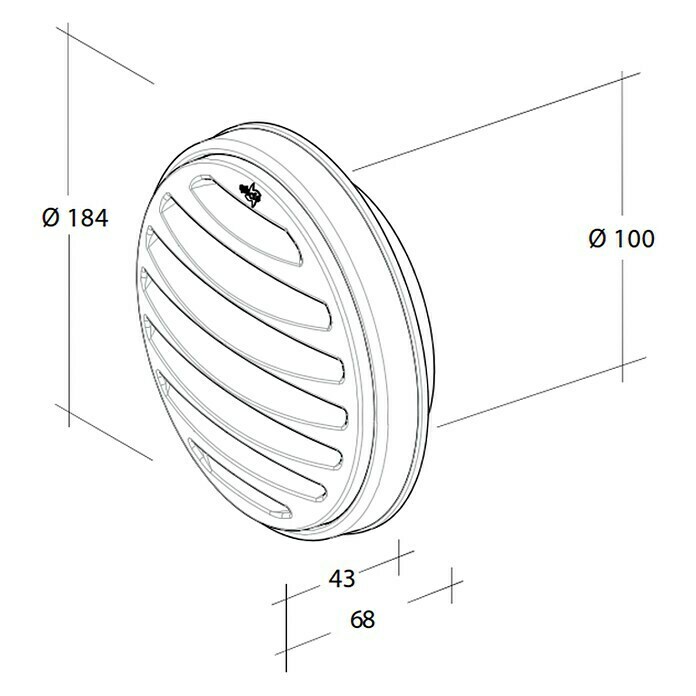 OptimAIRo Außengitter C-100 Sb (Durchmesser Anschlussstutzen: 100 mm, Abnehmbares Fliegennetz, Anthrazit/Bronze)
