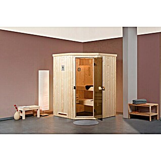 Finnwood Elementsauna Ronja 2 (Mit 7,5 kW Saunaofen mit externer Steuerung, Material Tür: Einscheibensicherheitsglas (ESG), 142 x 192 x 199 cm)