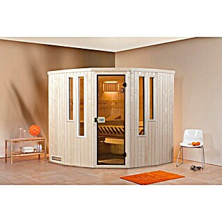 Finnwood Elementsauna Thea 2 (Mit 9 kW Saunaofen mit externer Steuerung, Material Tür: Einscheibensicherheitsglas (ESG), 242 x 242 x 199 cm)