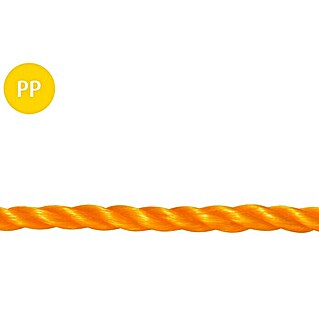 PP-Seil Meterware (Durchmesser: 6 mm, Polypropylen, Orange, 3-schäftig gedreht)