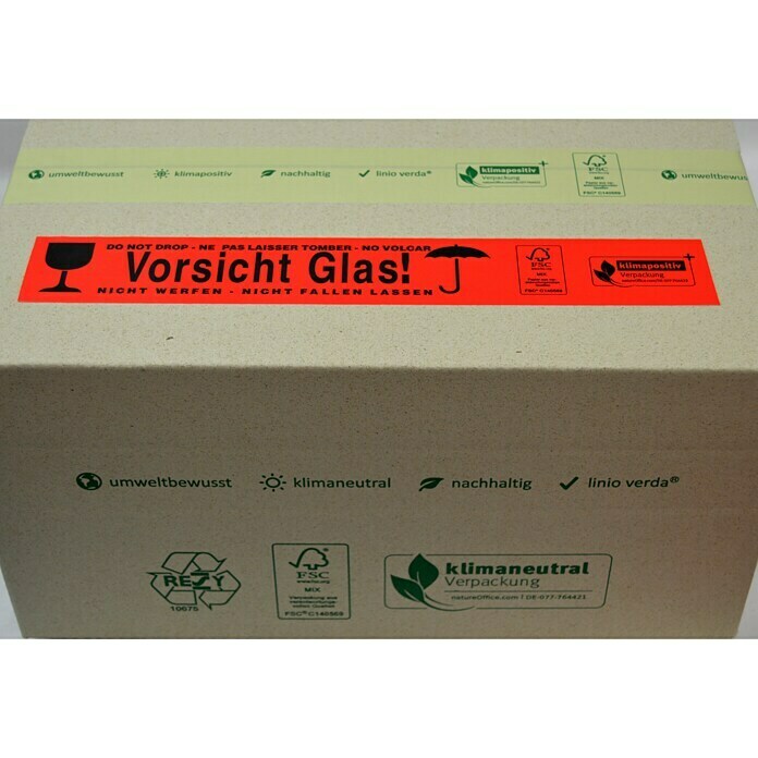PackMann linio verda® Packband (Vorsicht Glas, L x B: 50 m x 50 mm)