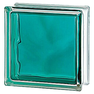 Glasblok BRILLY (Turquoise, Structuur: Wolk, Vierkant)
