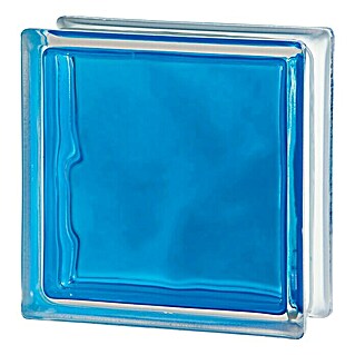 Glasblok BRILLY (Blauw, Structuur: Wolk, Vierkant)